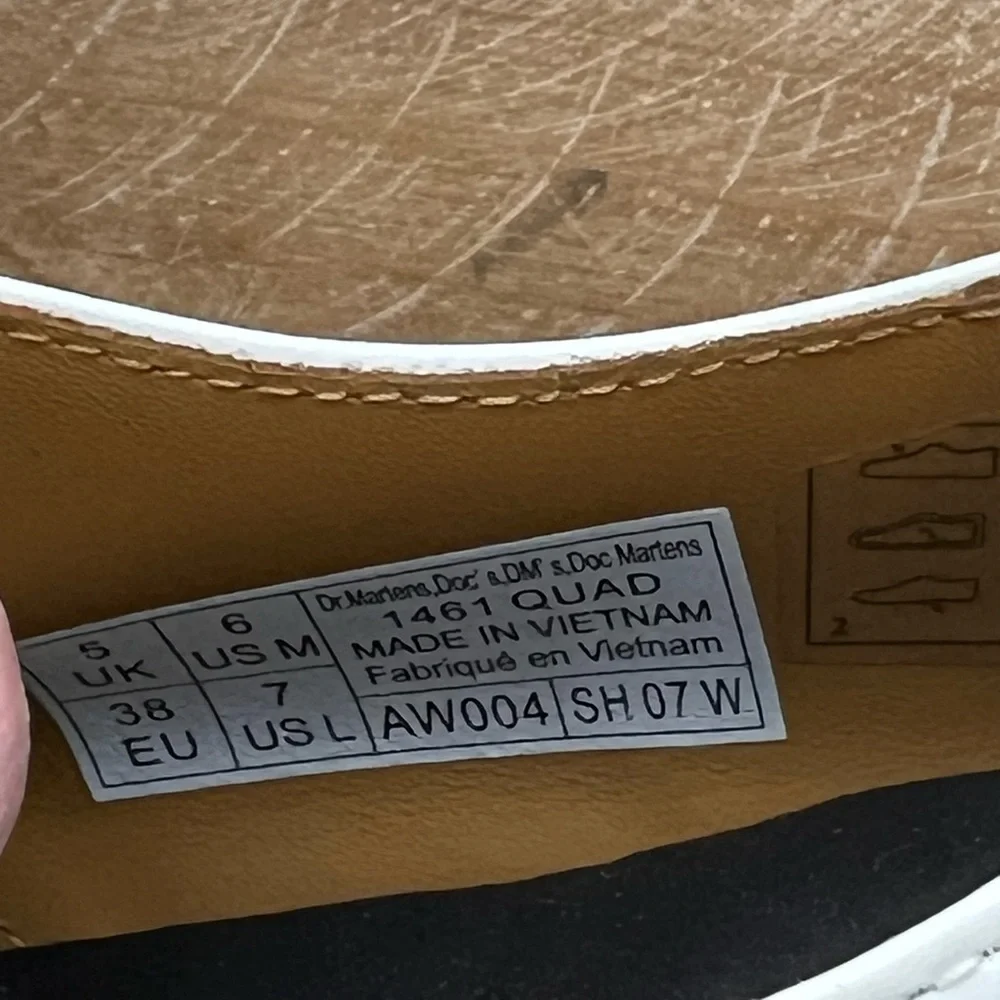 Dr. Martens 1461 Quad White Smooth Leather Platform Shoes Women’s Size 6